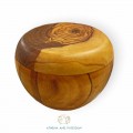 Apple shaped jar with a cap handmade from olive wood Olea 7 - 9 cm diameter