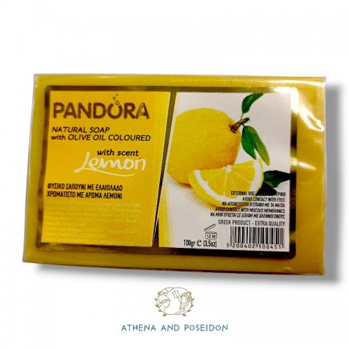 Pandora Natural Olive Oil soap with Lemon scent, coloured (100gr, 3.5 fl.oz)