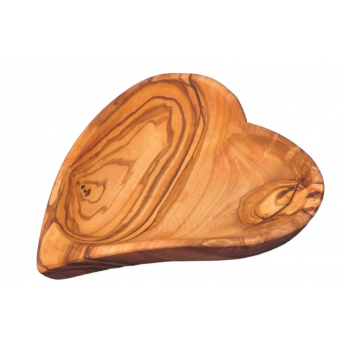 Ρηχό πιάτο απο ξύλο ελιάς σε σχήμα καρδιάς